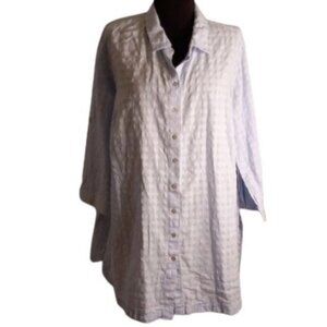 J.Jill 2X Womens Textured Seersucker Button Down Shirt Blouse Light Blue
